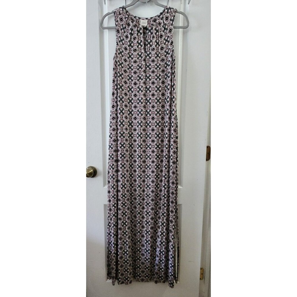 Soma Womens Floral Sleeveless Maxi Dress Lined Flowy Coastal size‎ XS